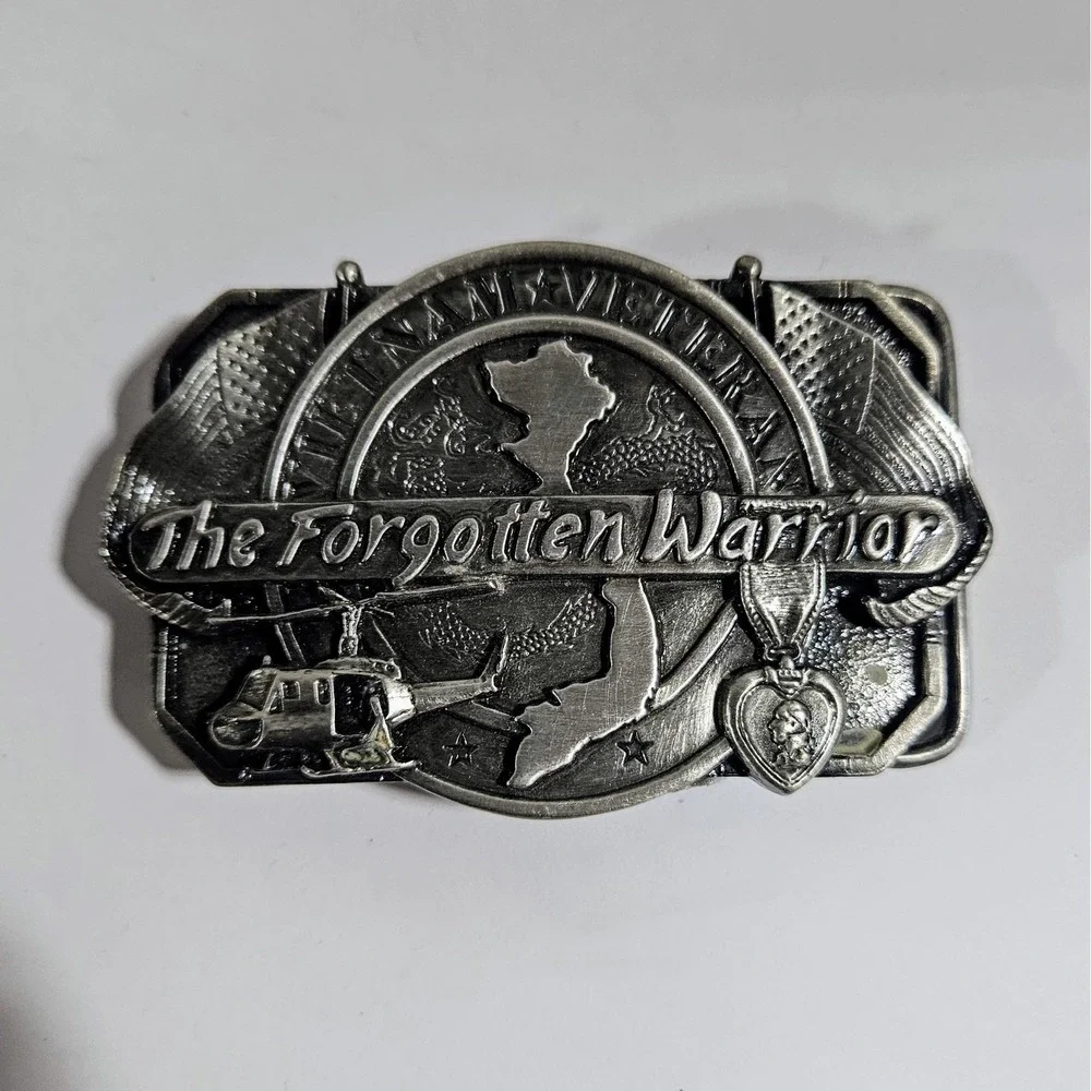 Vietnam Veteran The Forgotten Warrior Belt Buckle Vintage 80s